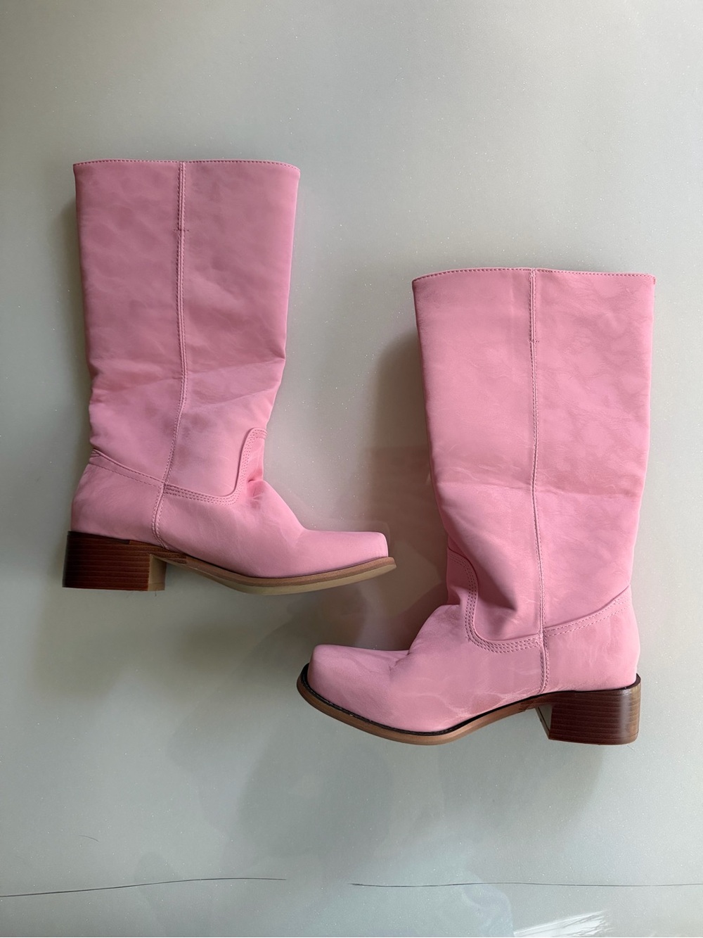 Women's Pink Mid-Calf Heeled Boots